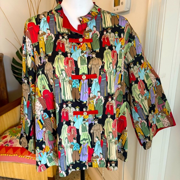 NATORI Tops - NATORI Long Sleeve Shirt Top! Excellent condition! Trim in Red! Button Up! Lg